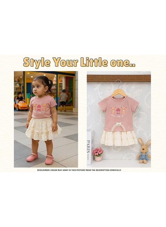 MINIIMODZ Minii Modz Girls Top & Ruffle Skirt Set | Retro Cuties Printed T-Shirt with Frill Skirt | Soft Cotton Party & Casual Wear Outfit for Baby Girls - Image 5